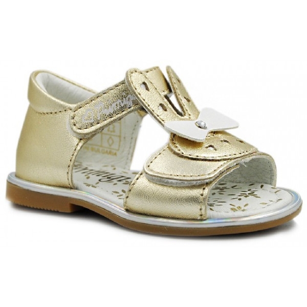 Sandały Buty Primigi 5416000 Dzięwczęce Sandały na Rzep w Złotym kolorze - Króliczek