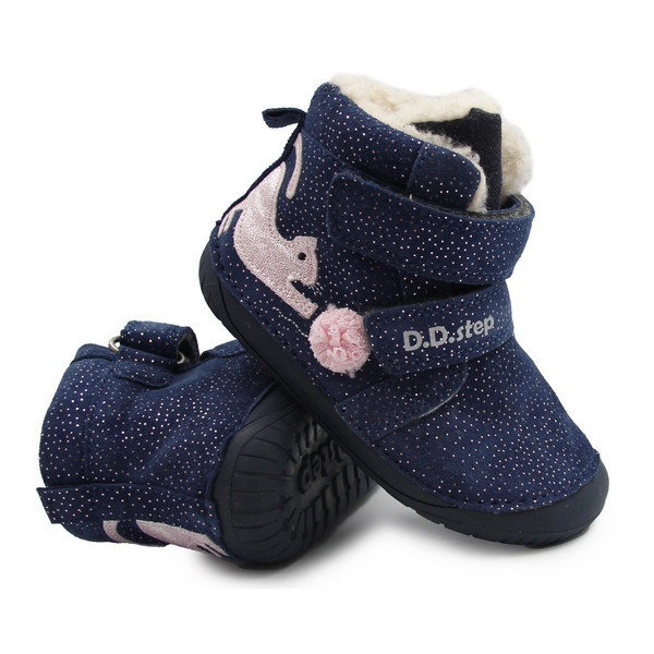 Buty Na Zimę Dla Dziewczynki Ocieplane z Kotkiem BAREFOOT DD STEP W070-42110T